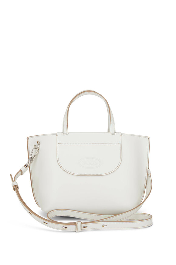 Tod's - AOL White Leather Mini Shopping Tote