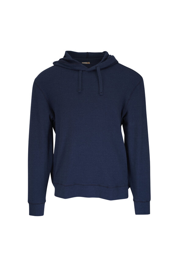 Faherty Brand Legend Navy Blue Twill Hoodie