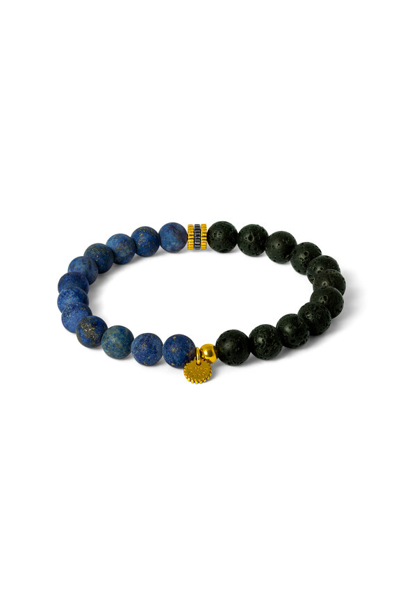 Tateossian - Gear Trio Lava & Blue Lapis Beaded Bracelet