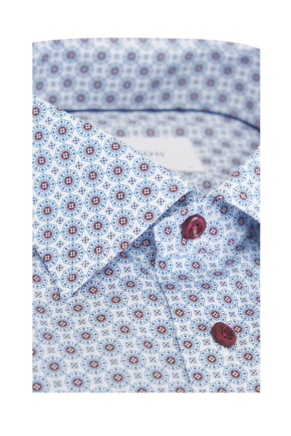 Eton Blue Geometric Print Cotton Dress Shirt - view 2