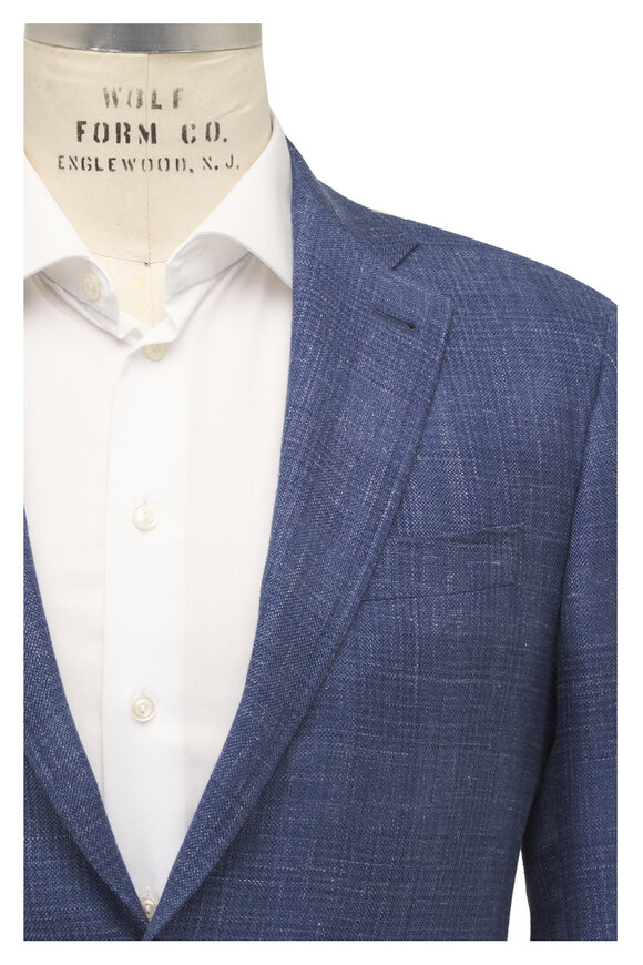 Canali Blue Cashmere, Silk, & Linen Plaid Sportcoat - view 1