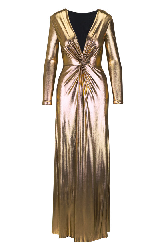 Akris Gold Knot V-Back Gown - view 2