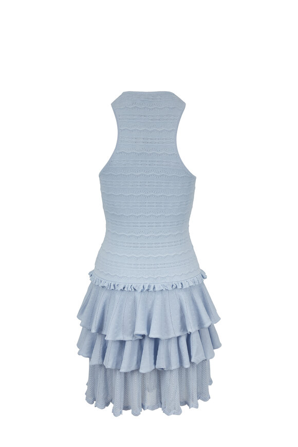 Jonathan Simkhai - Light Blue Tiered Ruffle Knit Dress