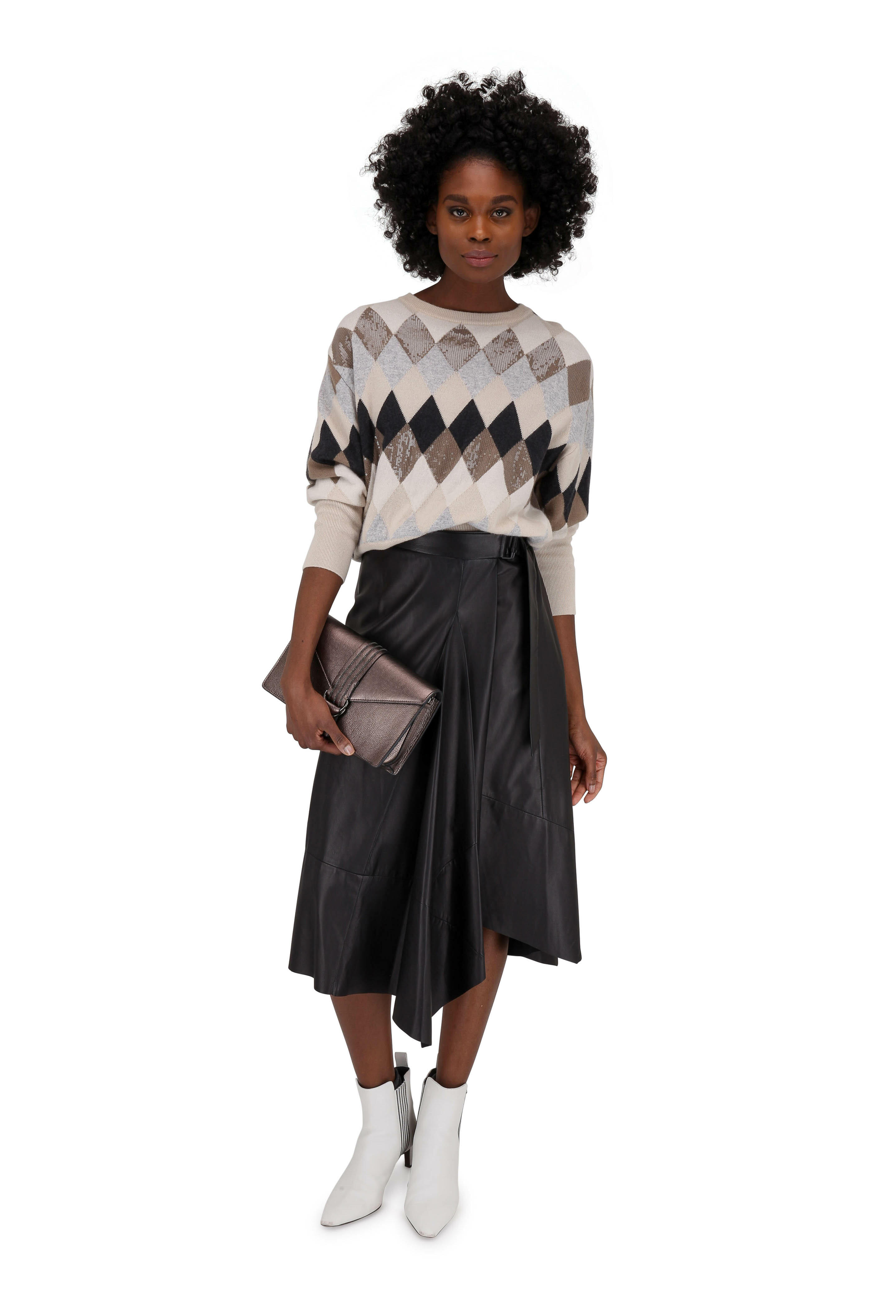 Brunello Cucinelli - Oat Cashmere Argyle Sweater