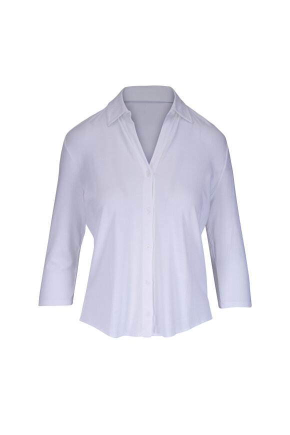 Majestic White Soft Touch Relaxed Collared Shirt