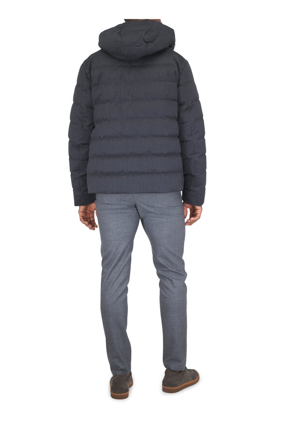 Herno Gray Flannel Short Puffer - view 3
