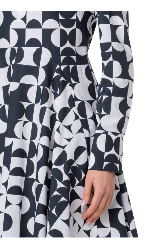 Akris Punto - Cream & Black Half Circle Print Cotton Shirtdress