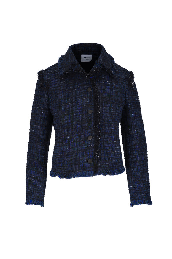 Akris Punto Medium Denim Blue & Black Tweed Jacket