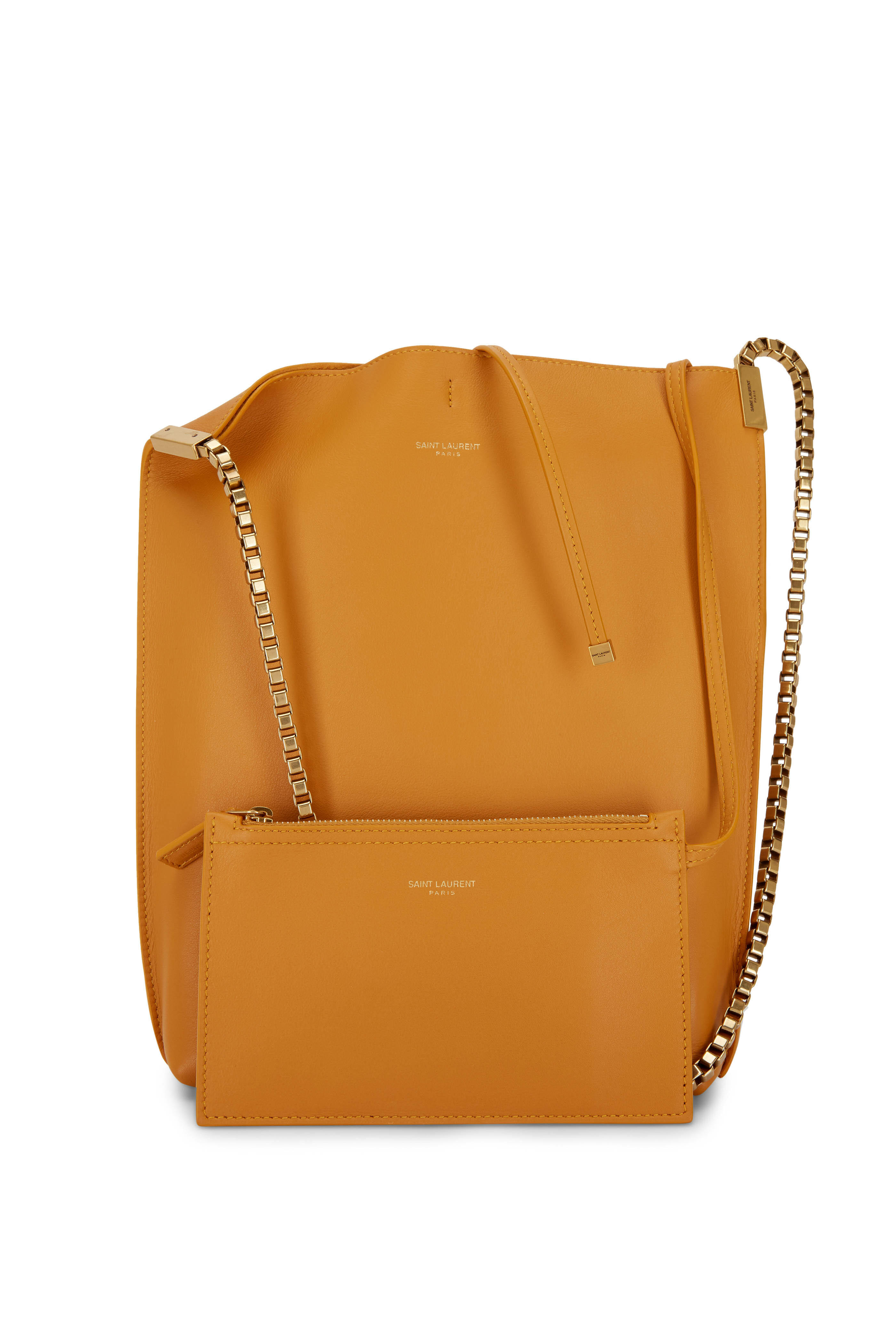 Saint Laurent - Suzanne Mustard Smooth Leather Small Hobo Bag