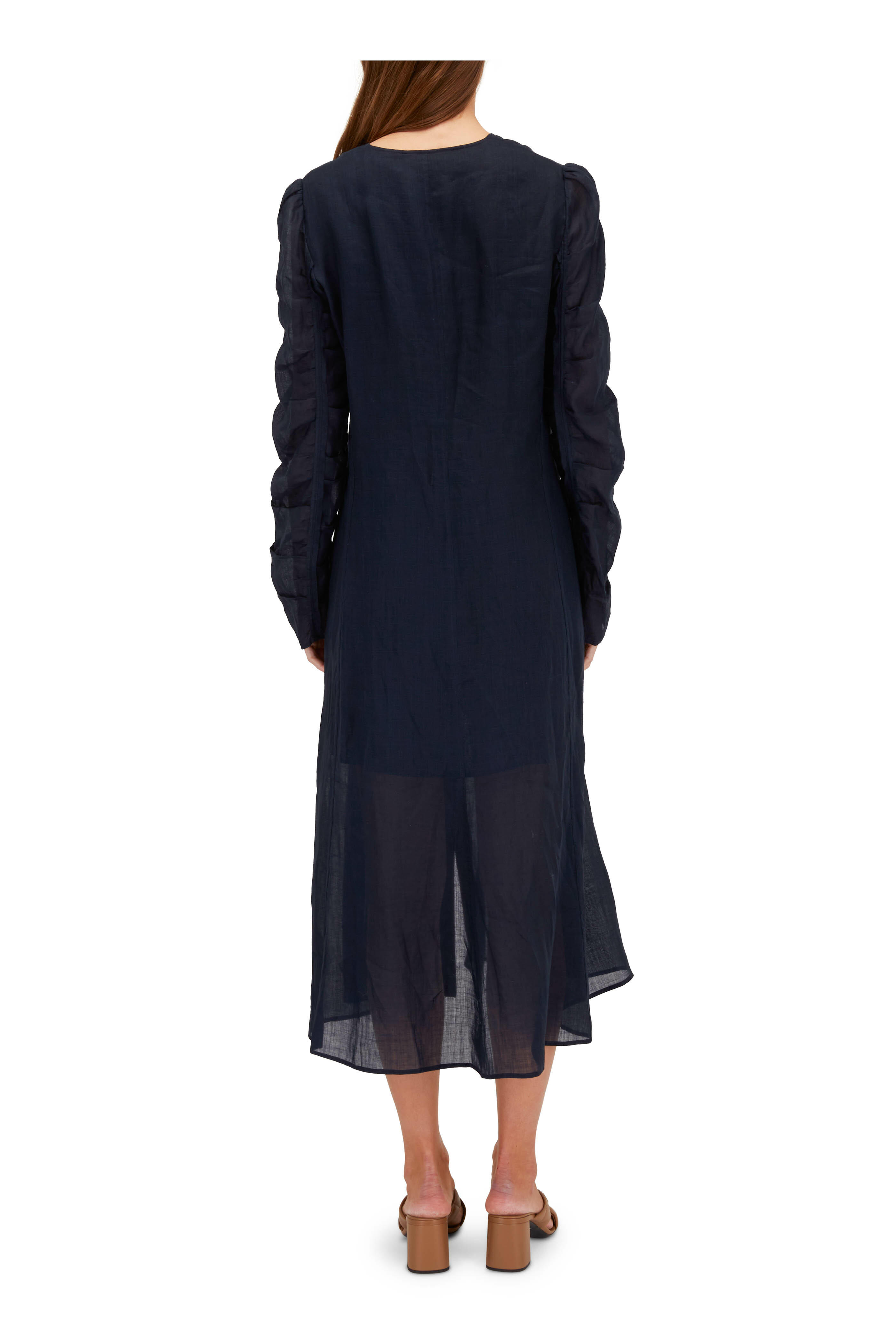 ChloΓ© - Ink Navy Ramie Ruched Flowy Dress | Mitchell Stores