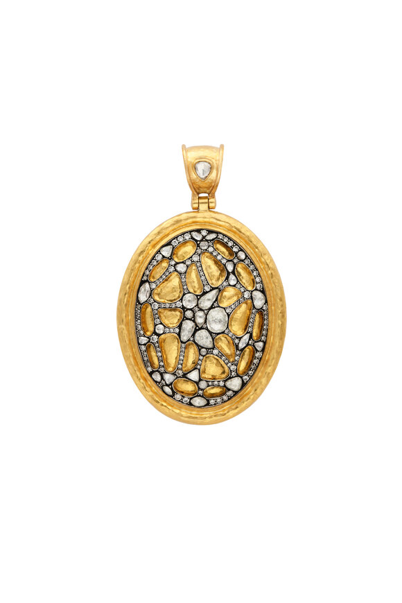 Gurhan 24k Gold Diamond Oval Pendant - view 1