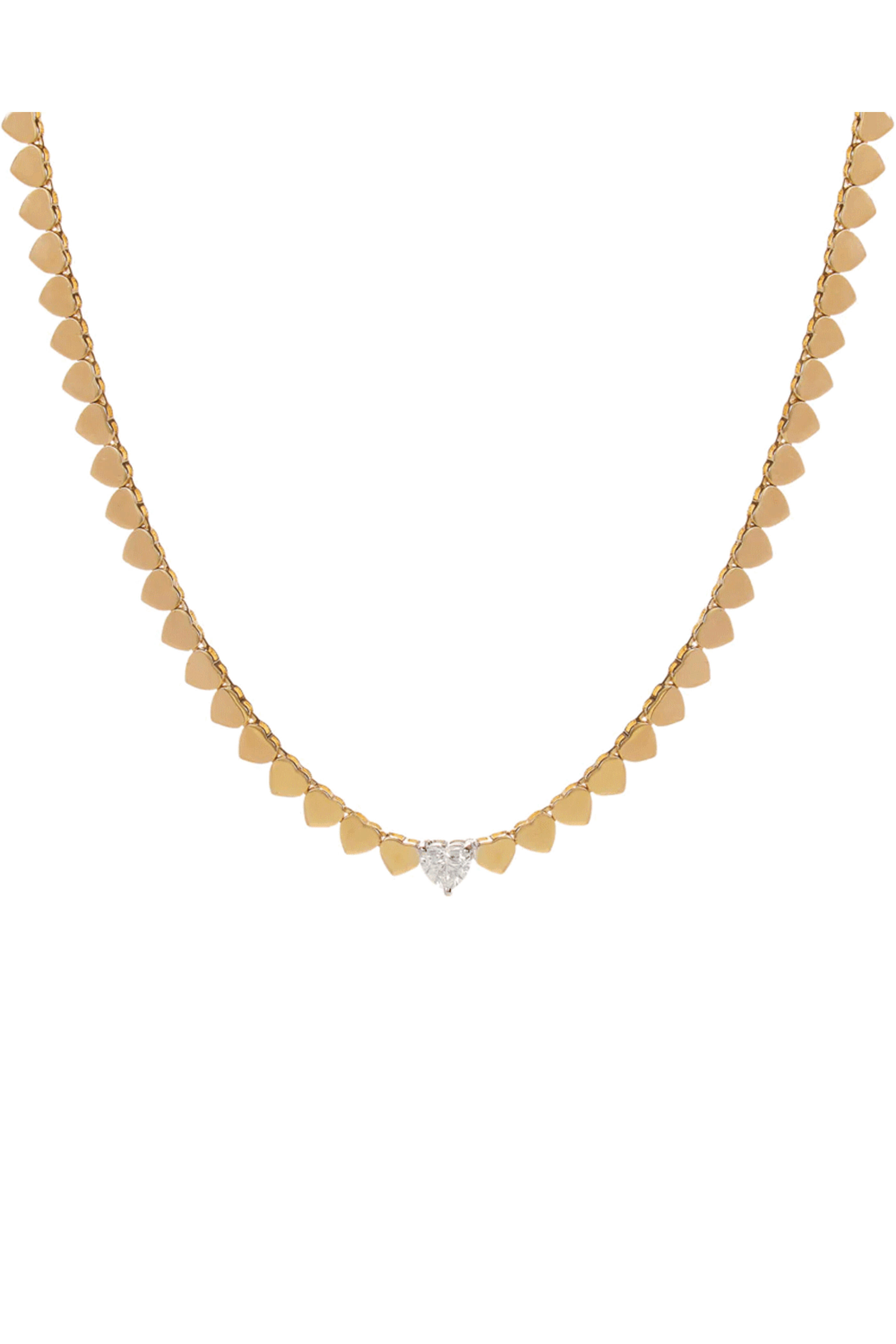 Kai Linz - 14k Yellow Gold Single Set Diamond Heart Necklace