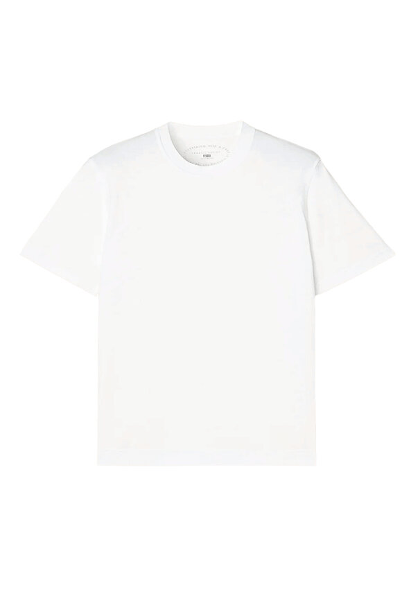 Fedeli - Blue and White Striped Jersey Short Sleeve Polo