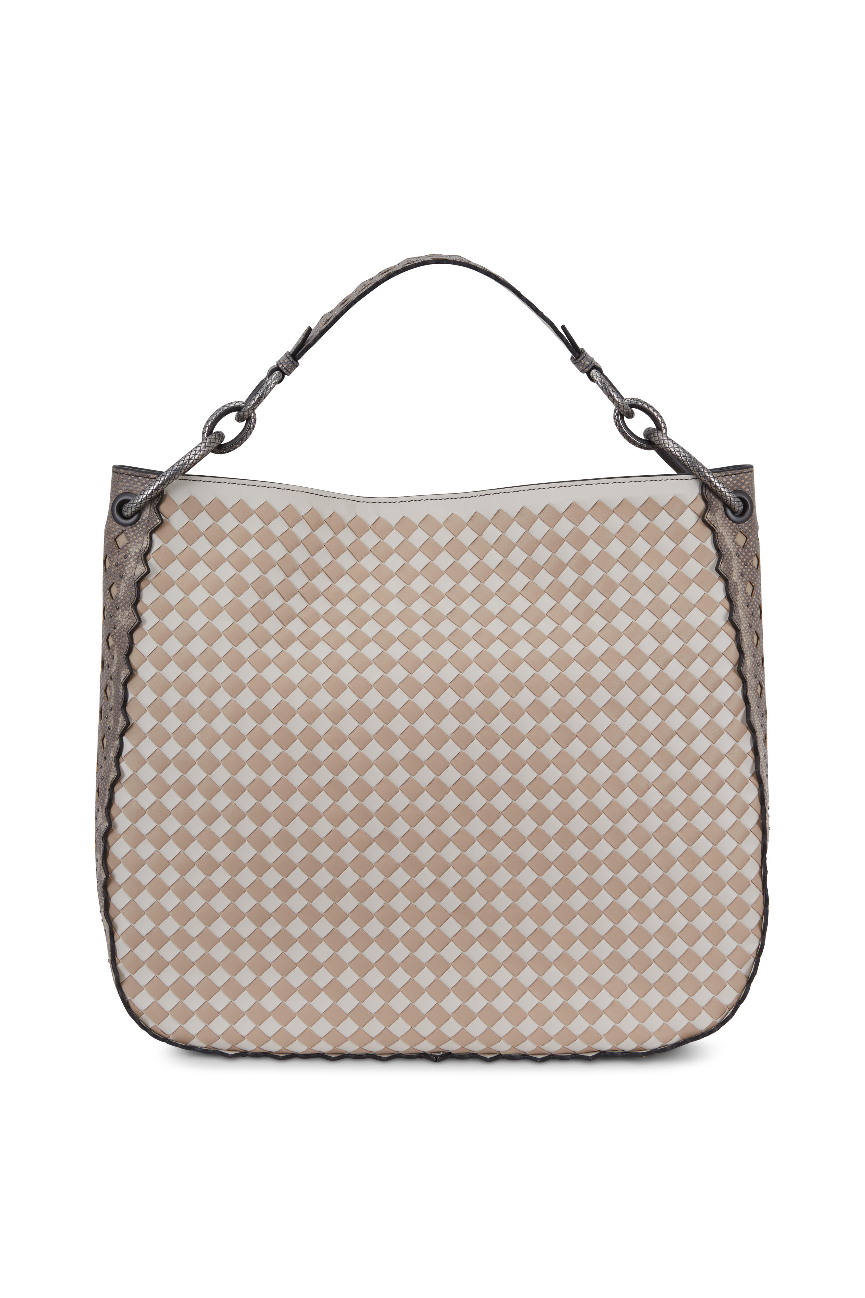 Bottega Veneta - Mist & Mink Intrecciato & Snakeskin Loop Bag