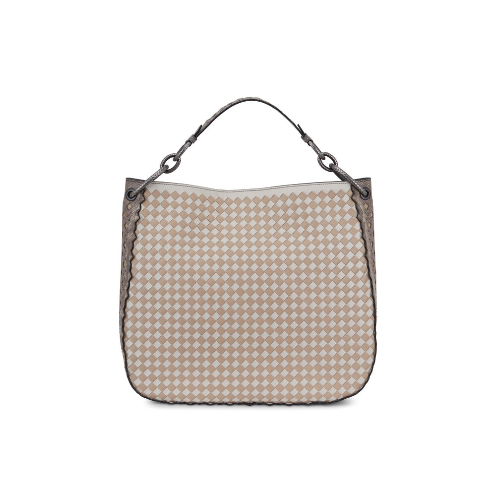 Bottega Veneta - Mist & Mink Intrecciato & Snakeskin Loop Bag