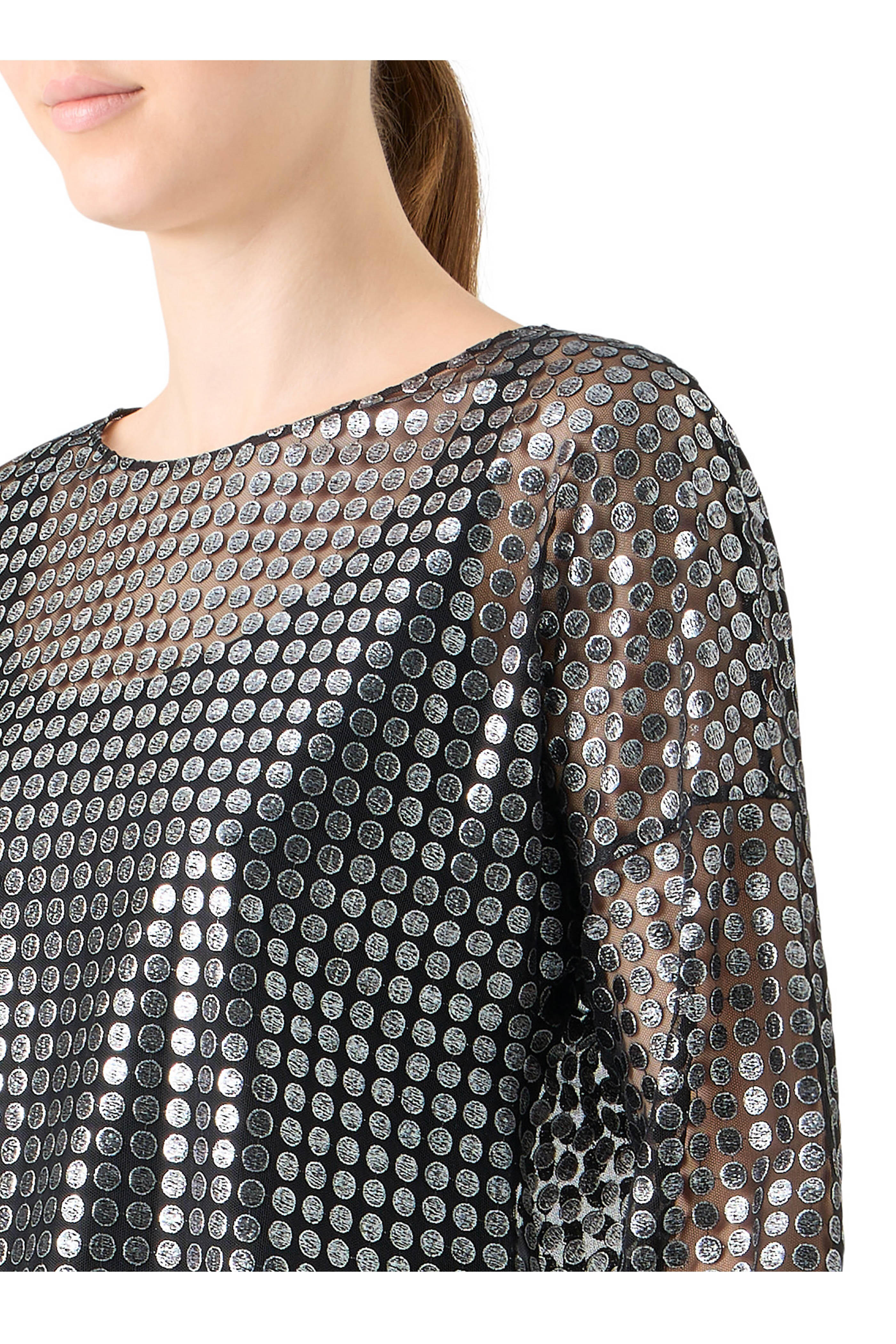 Akris Punto - Brushed Steel Metallic Dot Embroidered Blouse