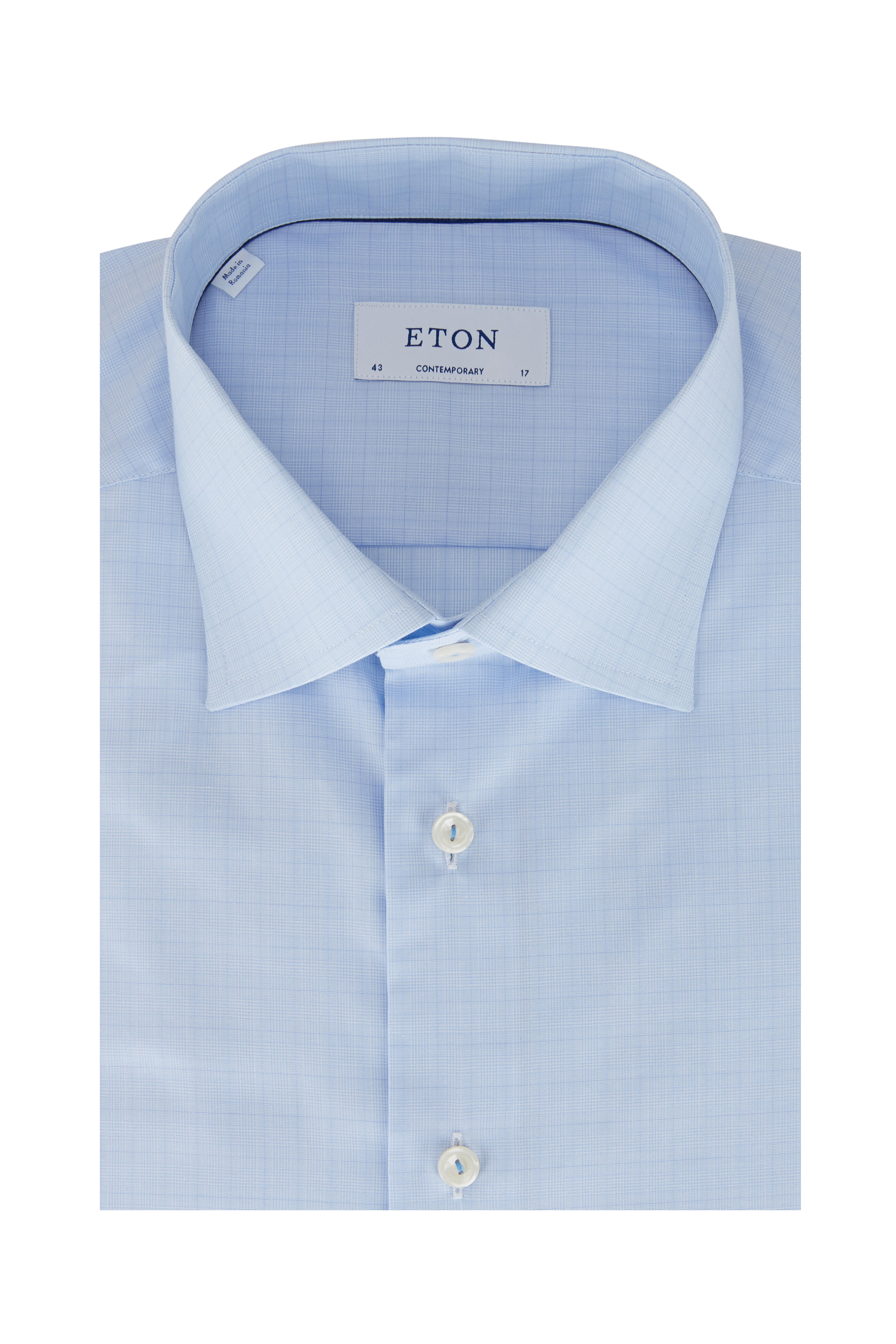 Eton - Blue Faint Check Contemporary Fit Sport Shirt