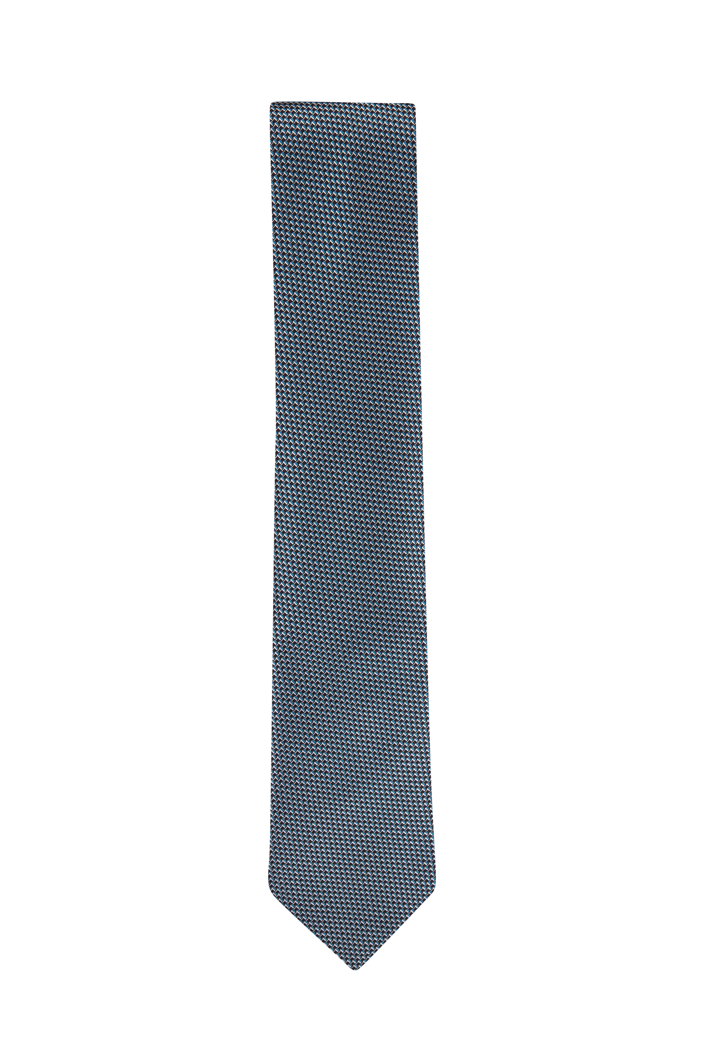 Zegna - Teal Silk Jacquard Necktie | Mitchell Stores