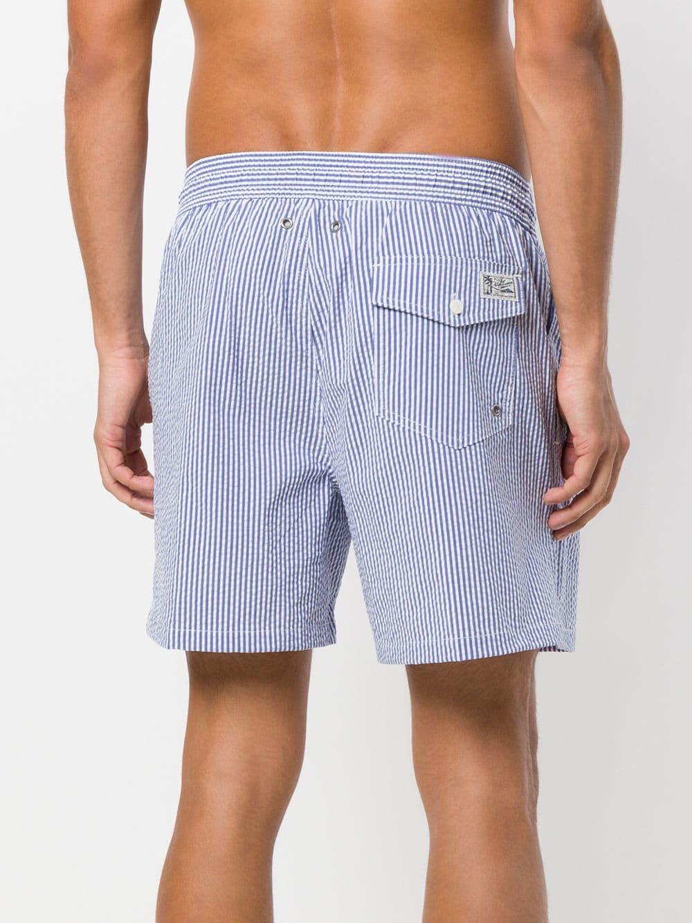 Ralph Lauren Purple Label - Light Blue & White Striped Swim Trunks