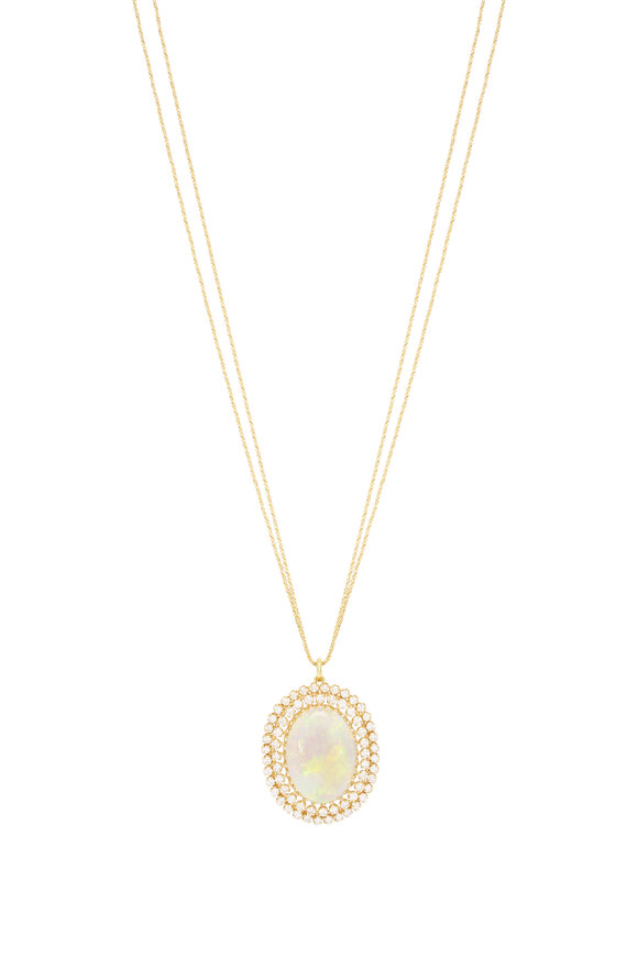 Renee Lewis 18k Yellow Gold Opal & Diamond Necklace