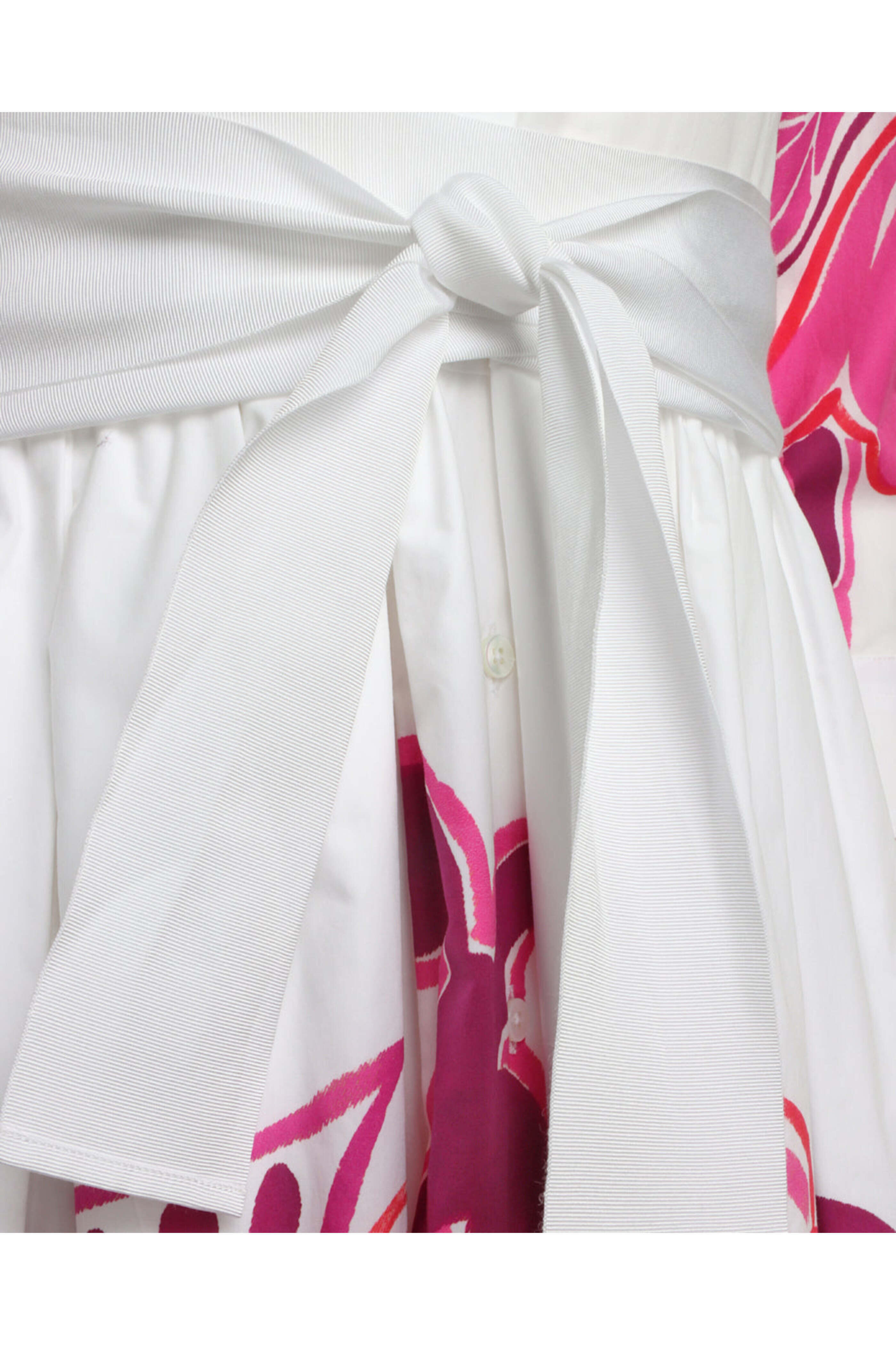 Sara Roka - Pink Flora Belted Nidina Shirtdress