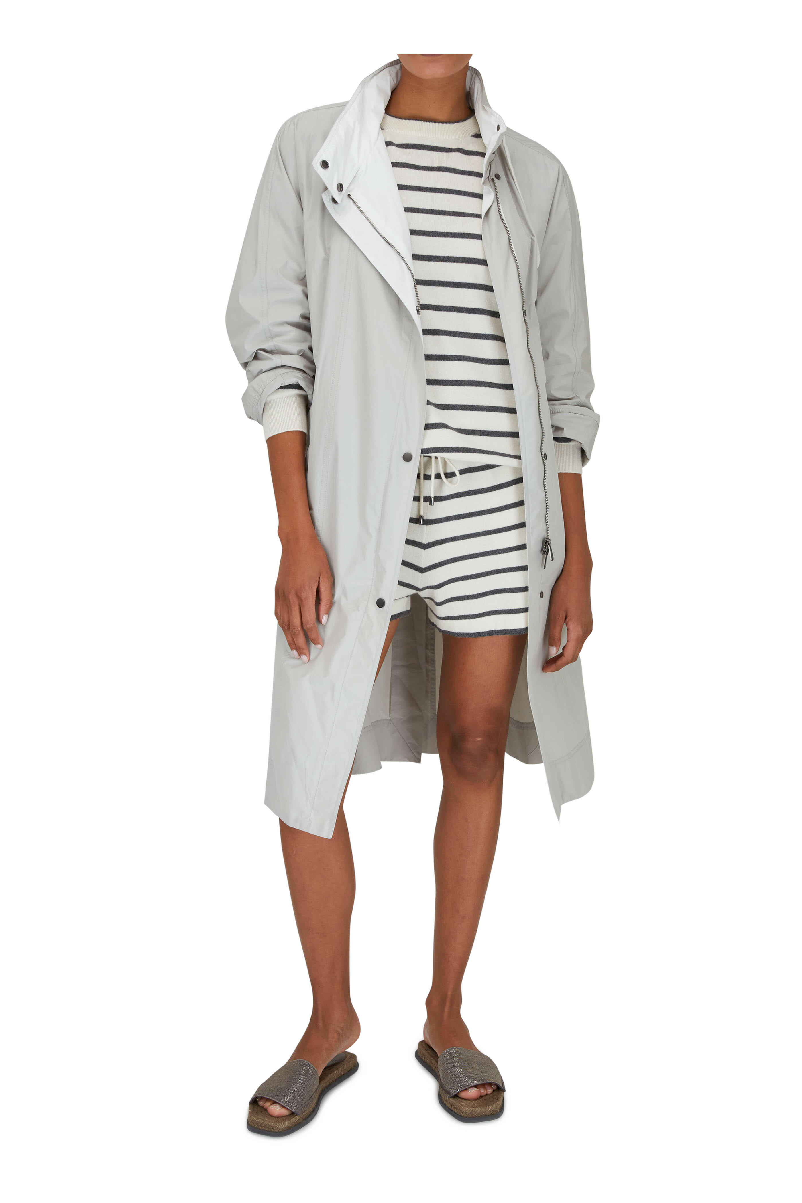 Brunello Cucinelli - Pebble Taffeta Belted Trench Coat