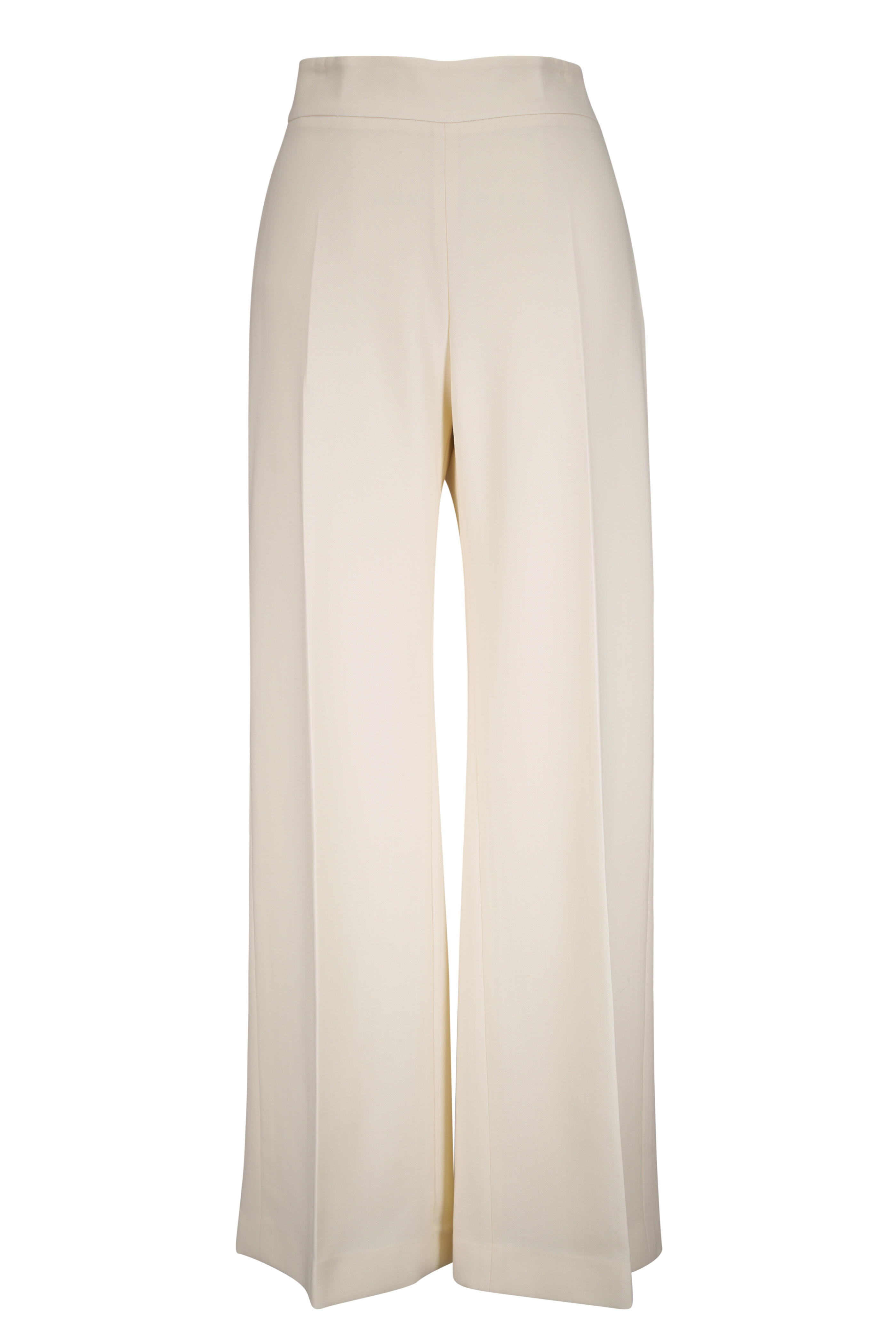 Carolina Herrera - Diane Ivory Stretch Wool Wide Leg Pant