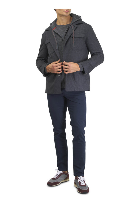 Atelier Munro Charcoal Gray Wool Flannel Informal Jacket - view 2