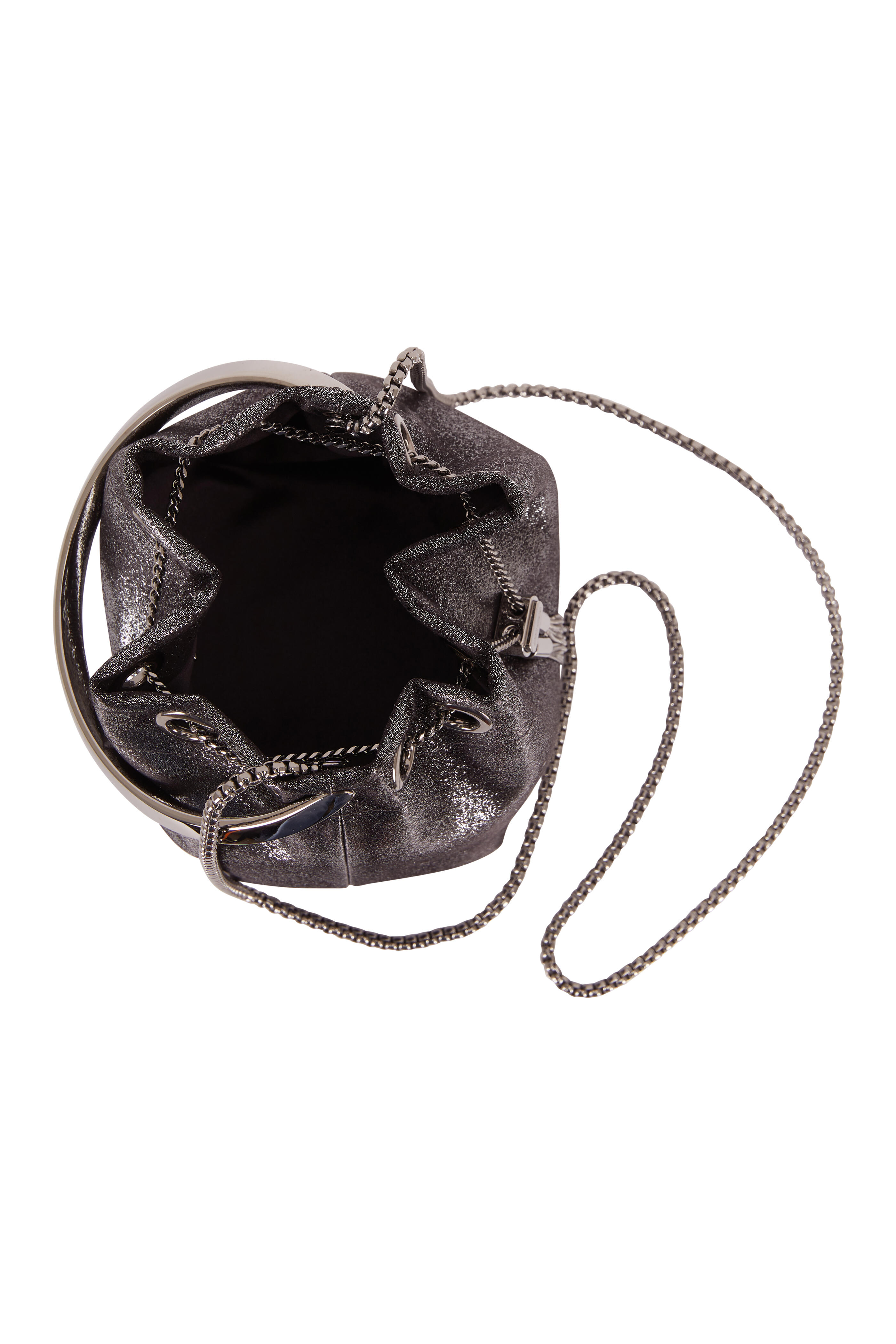 Jimmy Choo - Bon Bon Gunmetal Metallic Leather Bucket Bag