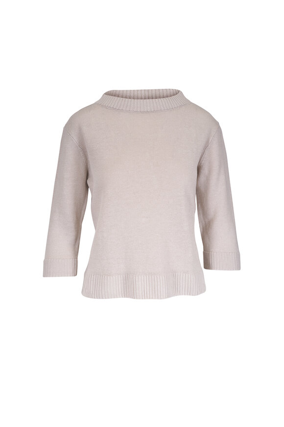Kinross Pebble Linen Elbow Sleeve Sweater