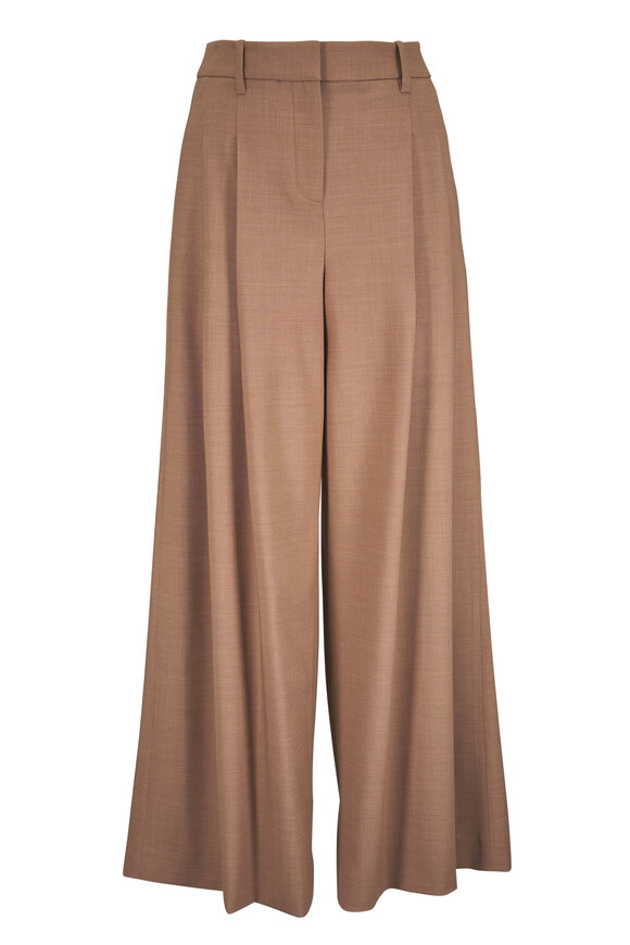 TWP New Didi Taupe Mélange Pleated Wide-Leg Pant