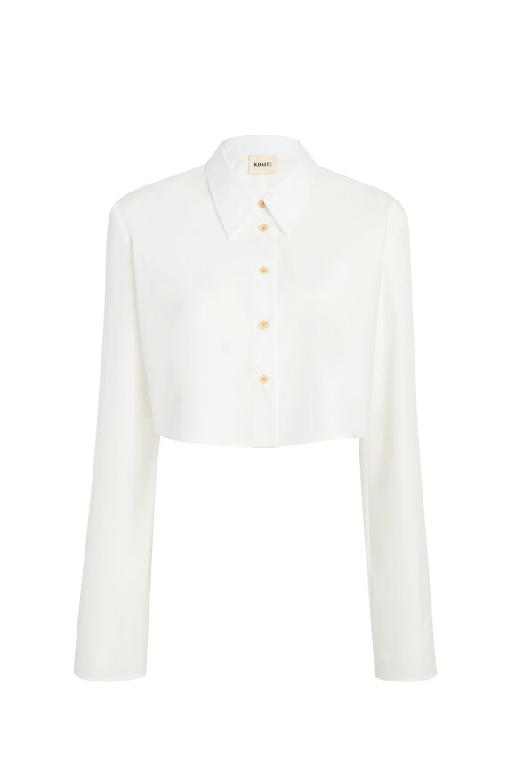 Khaite Fritz Chalk White Cropped Top - view 7