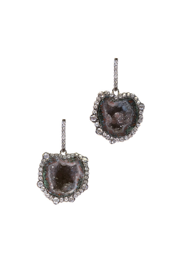 Kimberly McDonald - 18K Gold & Rhodium Geode & Diamond Earrings