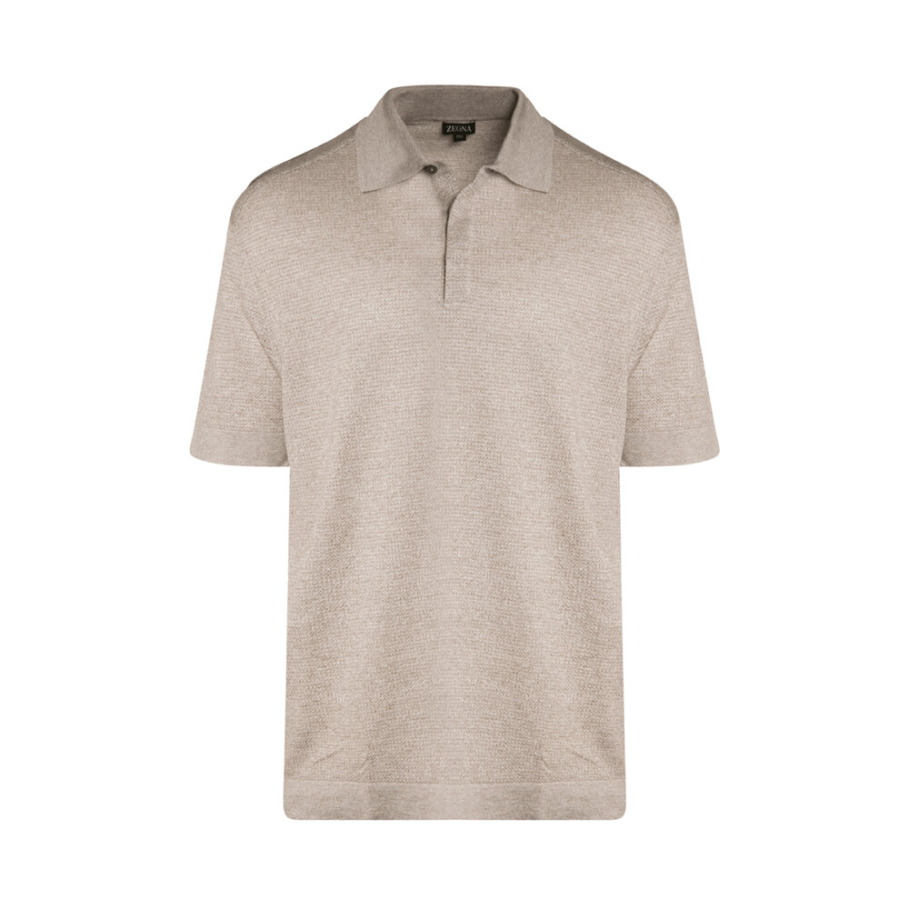 Zegna - Stone Textured Short Sleeve Polo | Mitchell Stores