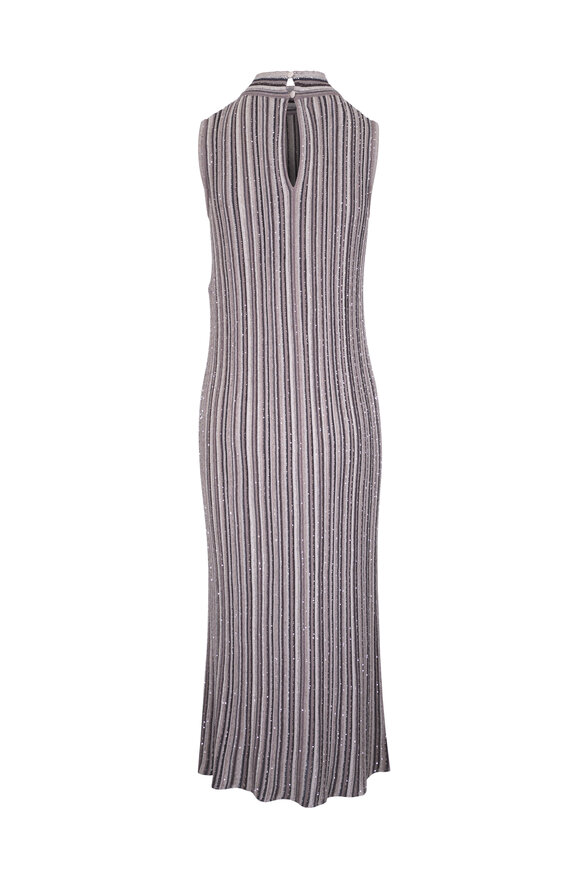 D.Exterior - Gray Multi Stripe Sleeveless Maxi Dress