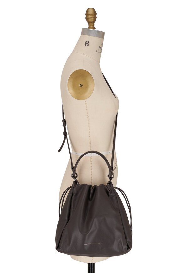Brunello Cucinelli - Testa Dark Brown Lambskin Top Handle Bag 