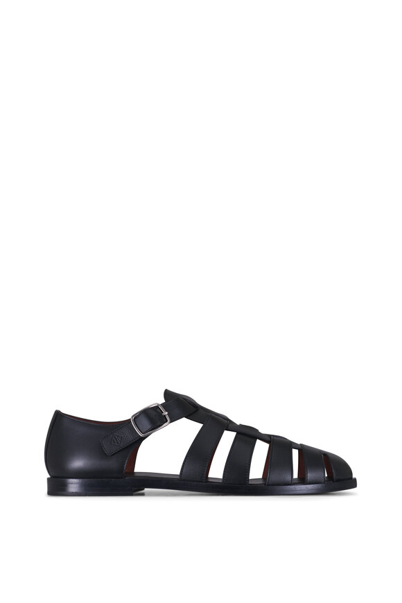 Loro Piana Maxime Walk Black Leather Fisherman Sandal - view 2