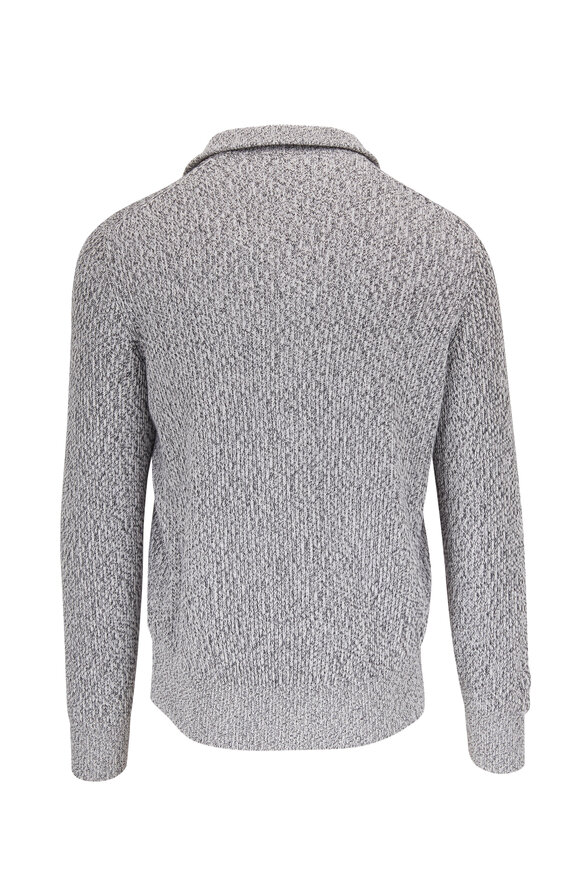 Brunello Cucinelli - Gray Melange Rib Front Zip Sweater