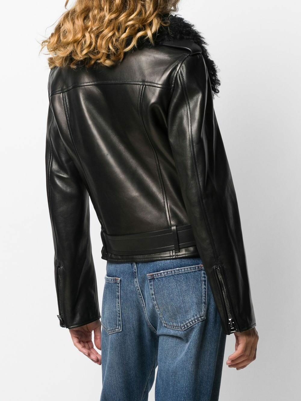 Tom Ford - Black Leather Moto Jacket With Shearling Vest