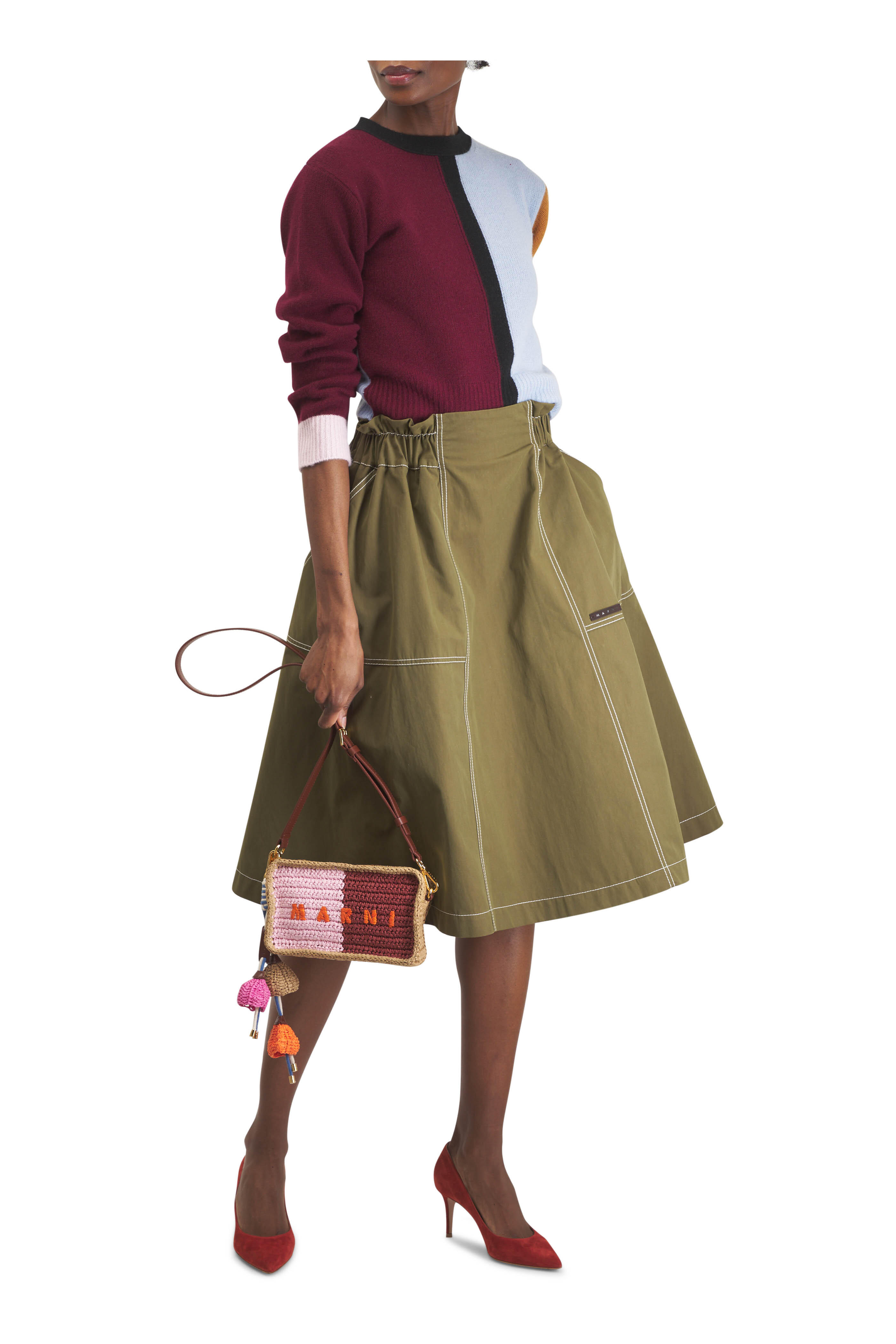 Marni - Musk Gabardine Paperbag Waist Skirt