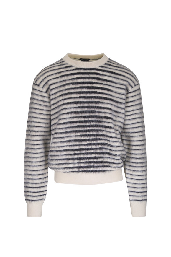 Tom Ford Black & White Stripe Brushed Mohair Sweater - view 1