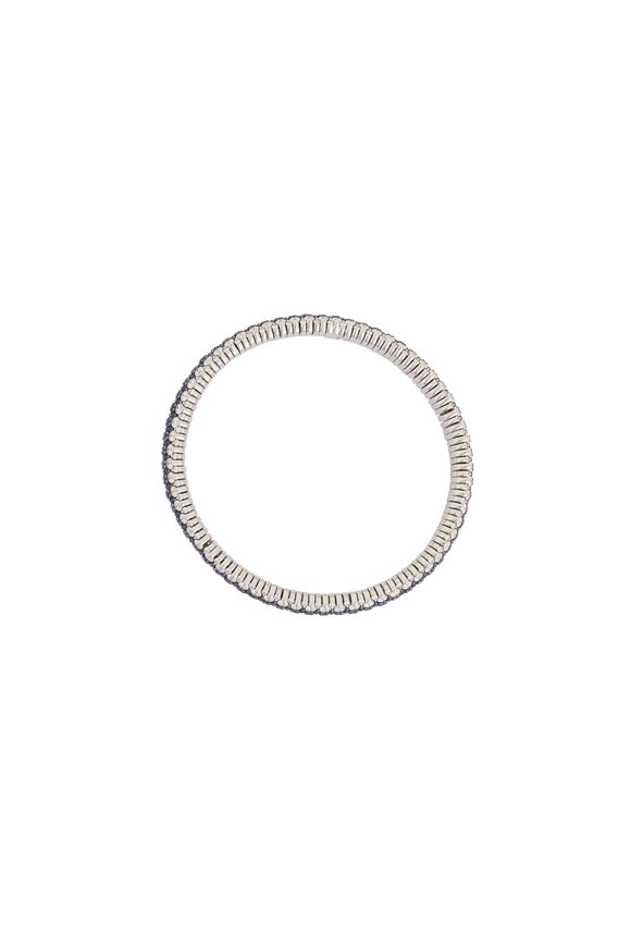 Demeglio 18k White Gold Diamond & Sapphire Tennis Bracelet - view 2