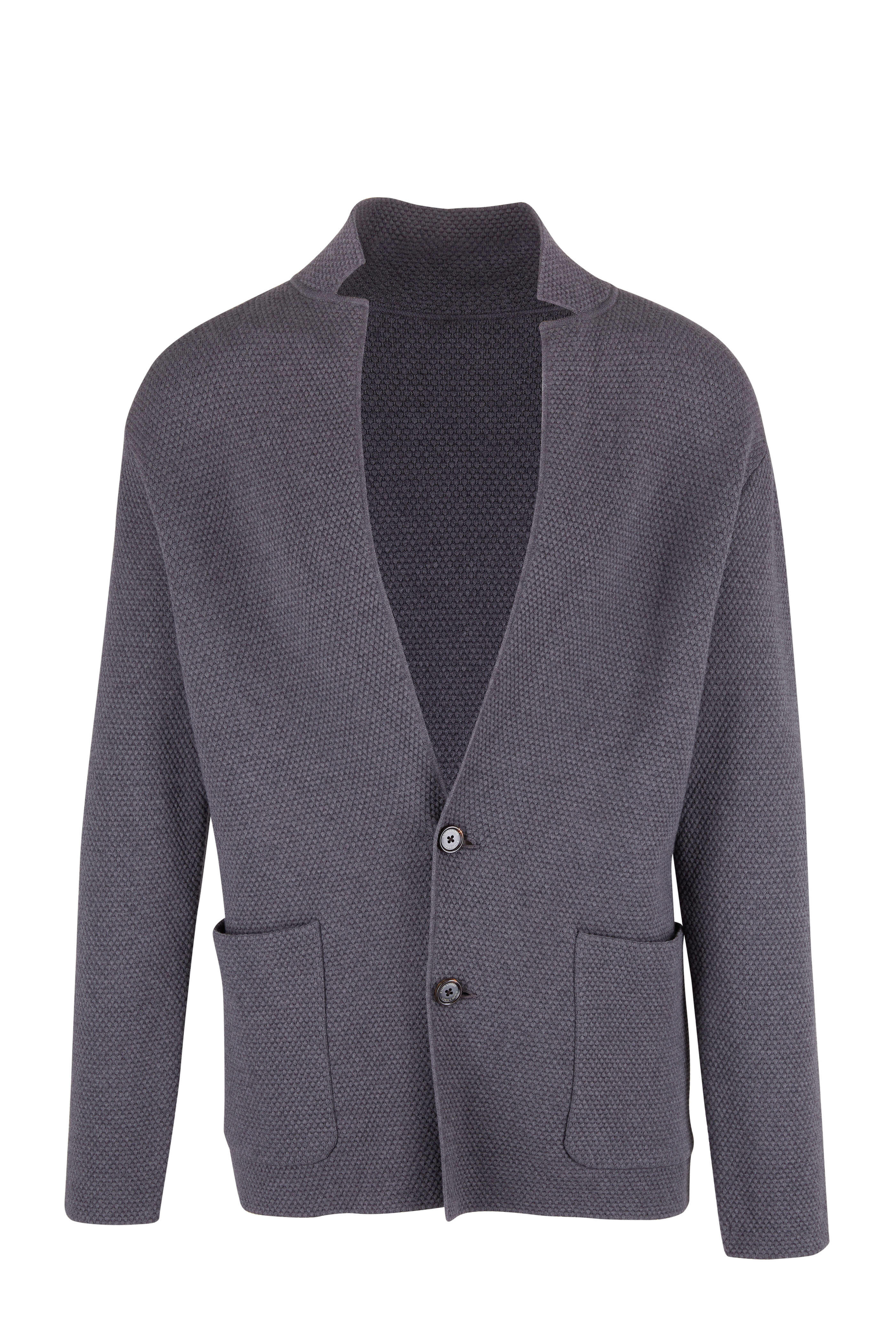 Ralph Lauren Purple Label - Gray Textured Knit Blazer