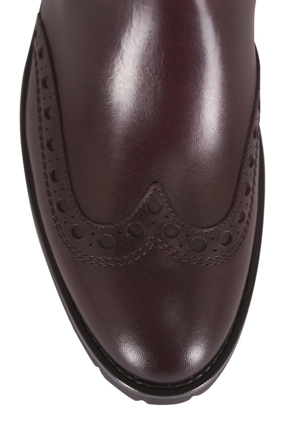 Santoni Ferret Burgundy Leather Short Boot, 50mm - view 4