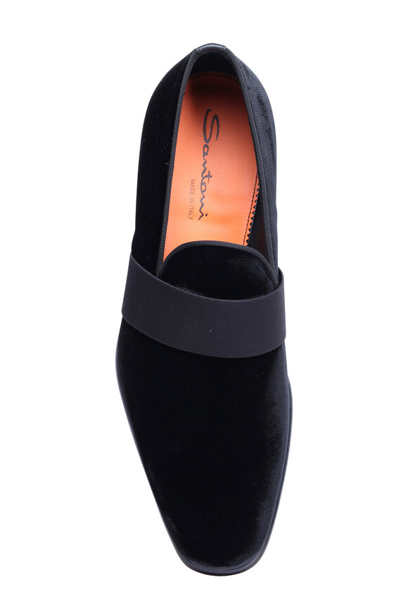 Santoni Isomer Black Grosgrain Velvet Formal Loafer - view 3