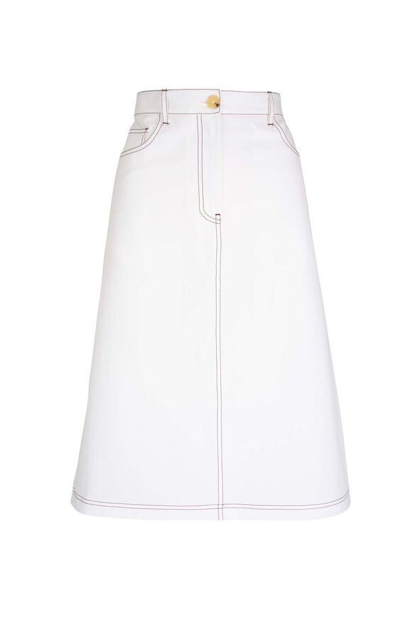 Totême - Tumbled Cotton White Midi Skirt 