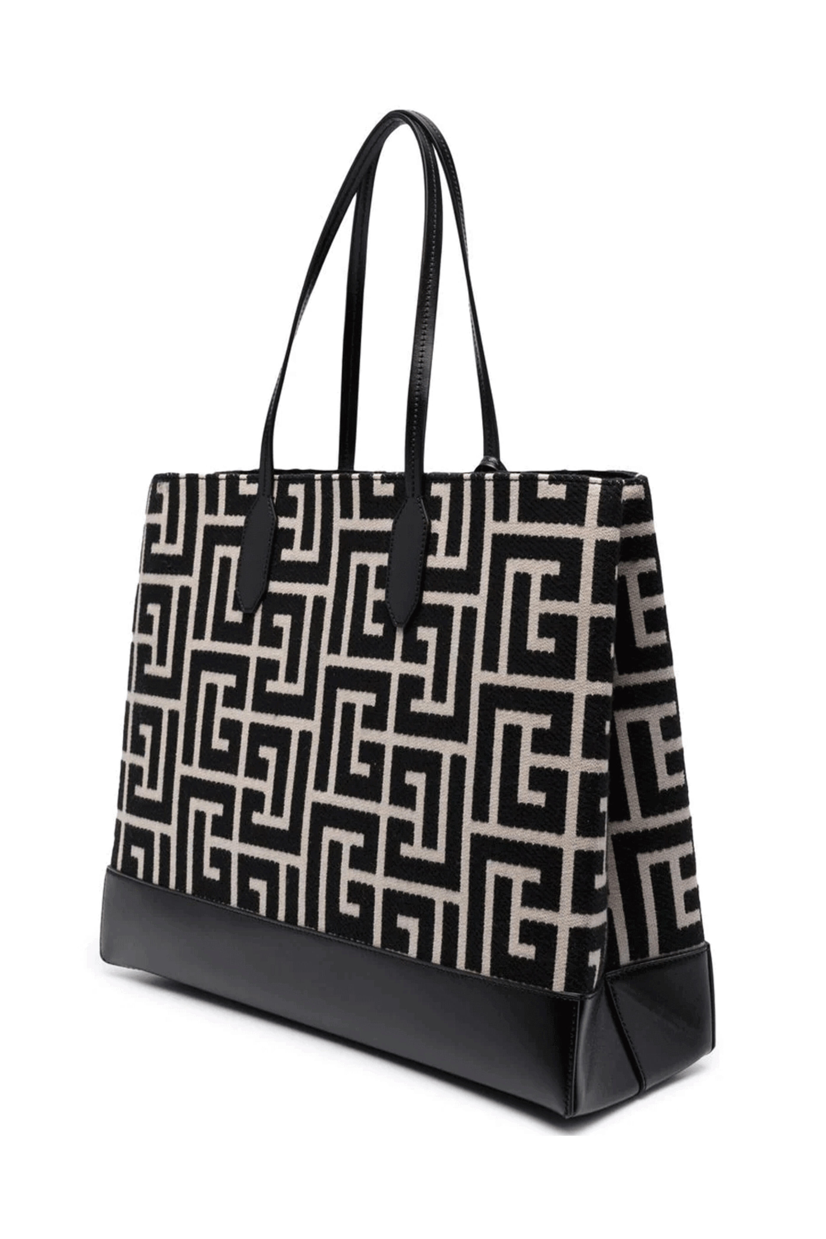 Balmain - Monogram Folded Shopping Bag in Ivory and Black - view 3