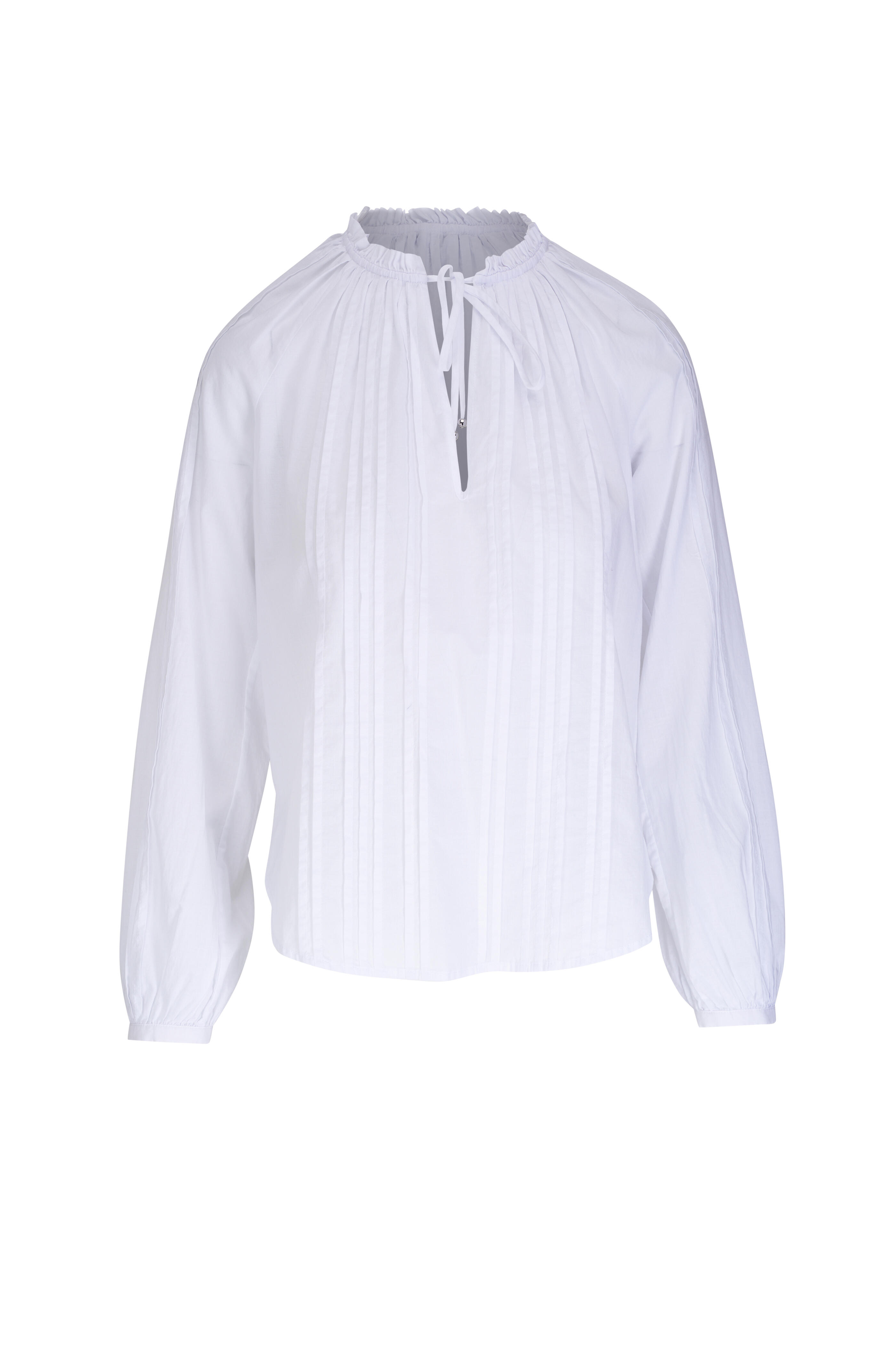 Veronica Beard - Jaxon White Pleated Cotton Top