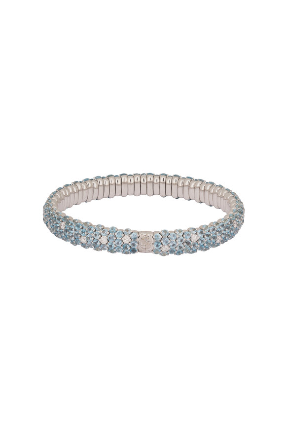 ZYDO 18k White Gold Blue Topaz Domed Stretch Bracelet - view 3