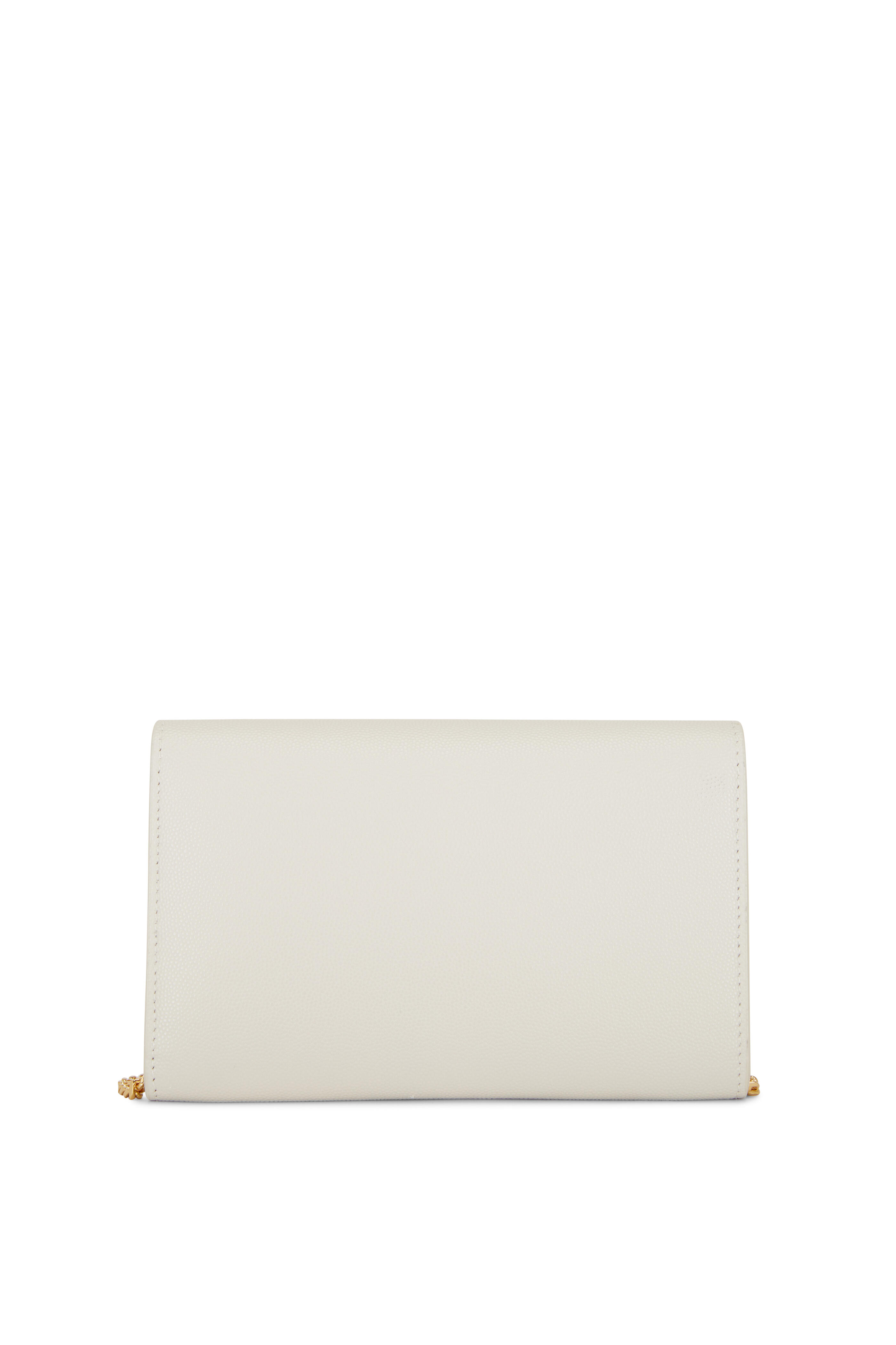 Saint Laurent Uptown Cream Embossed Leather Crossbody Bag
